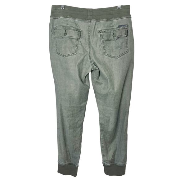 Level 99 Women's Linen Blend Pull-On Drawstring Army Green Joggers Pants Sz M - Picture 9 of 13